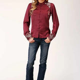 Roper 1425 Poly Satin (Red) - Women's Western Blouse