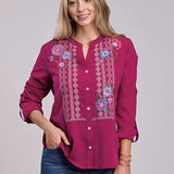 Roper 2334 Raspberry Crepe (Pink) - Women's Western Blouse