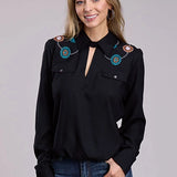 Roper 2849 Flower Collar (Black) - Women's Western Blouse