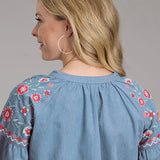 Roper 2435 Denim V-Neck (Blue) - Women's Western Blouse