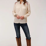 Roper 1293 Crinkle Rayon (White) - Women's Western Blouse