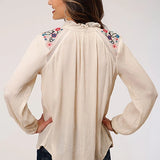 Roper 1293 Crinkle Rayon (White) - Women's Western Blouse