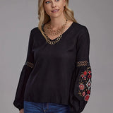 Roper 2190 Solid Rayon (Black) - Women's Western Blouse