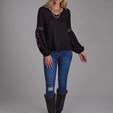 Roper 2190 Solid Rayon (Black) - Women's Western Blouse