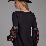 Roper 2190 Solid Rayon (Black) - Women's Western Blouse
