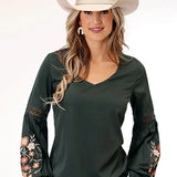 Roper 1792 Poly Crepe (Grey) - Women's Western Blouse