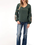 Roper 1792 Poly Crepe (Grey) - Women's Western Blouse