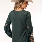 Roper 1792 Poly Crepe (Grey) - Women's Western Blouse