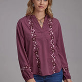 Roper 2191 Poly Crepe (Wine) - Women's Western Blouse