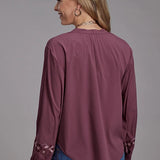 Roper 2191 Poly Crepe (Wine) - Women's Western Blouse