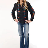 Roper 1792 Poly V-Neck (Black) - Women's Western Blouse