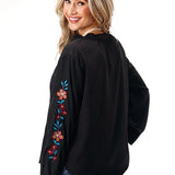 Roper 1792 Poly V-Neck (Black) - Women's Western Blouse