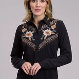 Roper 3105 Floral Fabric (Black) - Women's Western Shirt