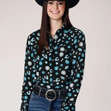Roper 1778 Jewelry Print (Black) - Women's Western Blouse