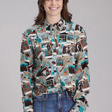 Roper 2224 Photo Collage (Multi) - Women's Western Blouse