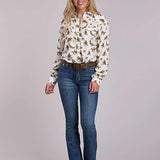 Roper 2858 Racers Print (White) - Women's Western Shirt