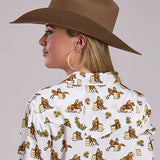 Roper 2858 Racers Print (White) - Women's Western Shirt