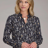 Roper 2422 Vintage Floral (Black) - Women's Western Blouse
