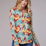 Roper 2073 Ikat Paisley (Blue) - Women's Western Shirt