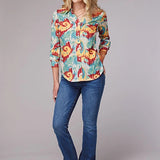 Roper 2073 Ikat Paisley (Blue) - Women's Western Shirt