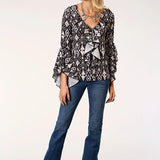 Roper 1278 Ikat Print (Black) - Women's Western Blouse