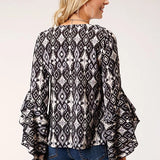 Roper 1278 Ikat Print (Black) - Women's Western Blouse