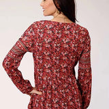 Roper 00339 Border Print (Red) - Women's Western Blouse