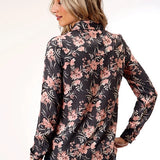 Roper 1751 Coral Floral (Grey) - Women's Western Blouse