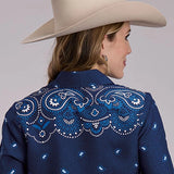 Roper 3095 Bandana Border (Blue) - Women's Western Shirt