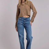 Roper 3134 Cropped Cotton (Brown) - Women's Western Blouse