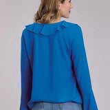 Roper 3106 Ruffle Trim (Blue) - Women's Blouse