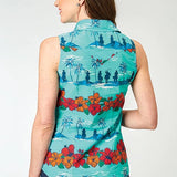 Roper 1900 Hawaiian Print (Blue) - Women's Sleeveless Shirt