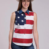 Roper Pieced Stars & Stripes (Multi) - Women's Sleeveless Shirt