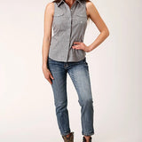 Roper 1460 Diamond Star Geo (Grey) - Women's Sleeveless Shirt