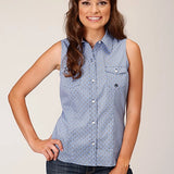 Roper 1557 Thistle Foulard (Blue) - Women's Sleeveless Shirt