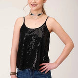 Roper 1419 Solid Sequined (Black) - Women's Tank Top