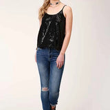 Roper 1419 Solid Sequined (Black) - Women's Tank Top