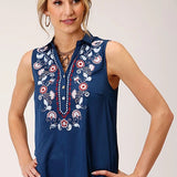 Roper 1520 Poly Crepe (Blue) - Women's Sleeveless Shirt