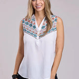 Roper 2849 Aztec Yoke (White) - Women's Sleeveless Shirt