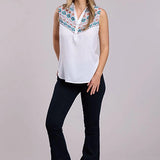 Roper 2849 Aztec Yoke (White) - Women's Sleeveless Shirt