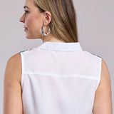 Roper 2849 Aztec Yoke (White) - Women's Sleeveless Shirt