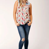 Roper 1607 Boot Print (Multi) - Women's Sleeveless Shirt