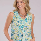 Roper 2489 Floral Aztec (Blue) - Women's Sleeveless Shirt