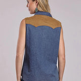 Roper 2863 Suede Yokes (Blue) - Women's Western Blouse