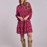 Roper 2841 Button Front Ikat (Red) - Women's Dress