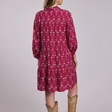Roper 2841 Button Front Ikat (Red) - Women's Dress