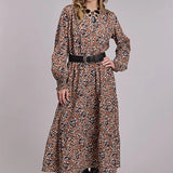 Roper 3096 Wallpaper Floral (Brown) - Women's V-Neck Dress