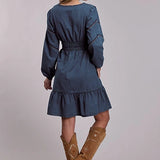 Roper 3249 Long Sleeve (Blue) - Women's Denim Dress