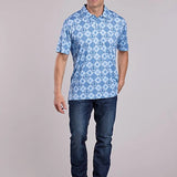 Roper 3017 Retro Diamonds (Blue) - Men's Short Sleeve Shirt