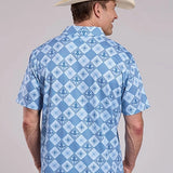 Roper 3017 Retro Diamonds (Blue) - Men's Short Sleeve Shirt
